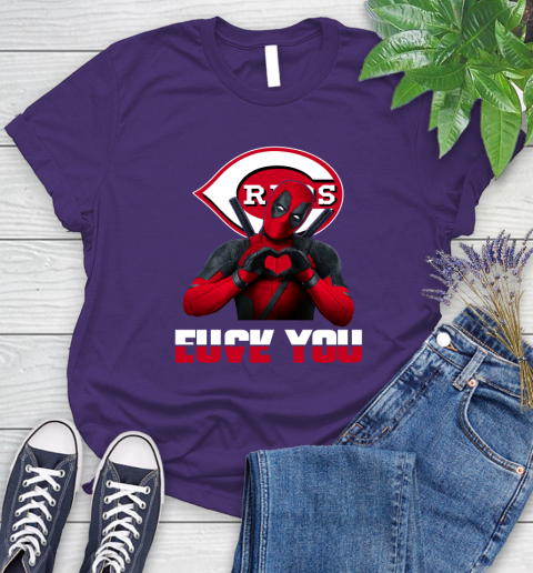 MLB Cincinnati Reds Deadpool Love You Fuck You Baseball Sports Women's T-Shirt 4