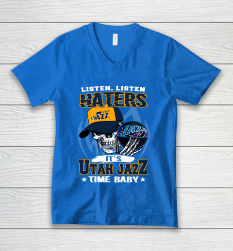 Listen Haters It is JAZZ Time Baby NBA V-Neck T-Shirt 5