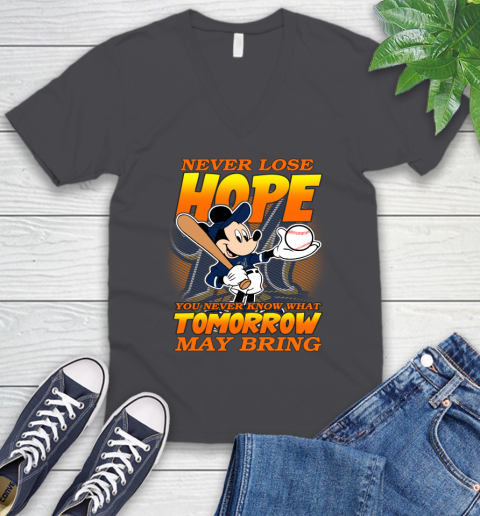 Milwaukee Brewers MLB Baseball Mickey Disney Never Lose Hope V-Neck T-Shirt 4