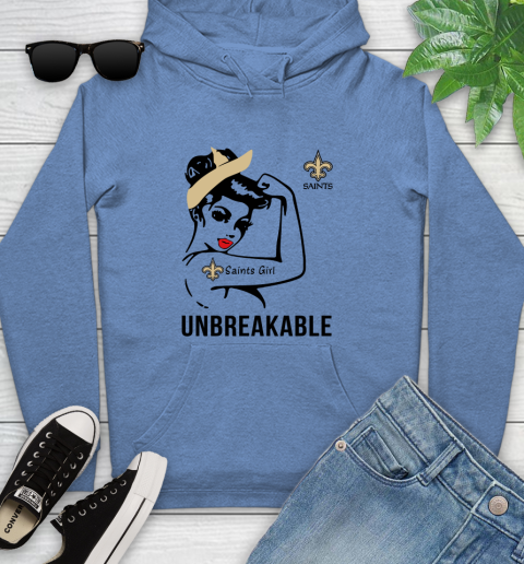 NFL New Orleans Saints Girl Unbreakable Football Sports Youth Hoodie 8