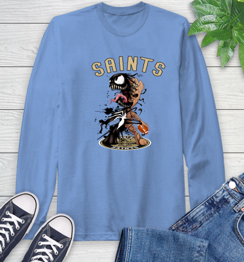 NFL New Orleans Saints Football Venom Groot Guardians Of The Galaxy Long Sleeve T-Shirt 11