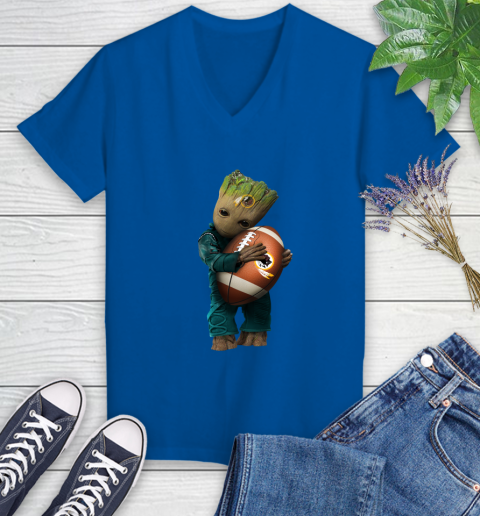 NFL Groot Guardians Of The Galaxy Football Sports Washington Redskins Women's V-Neck T-Shirt 10