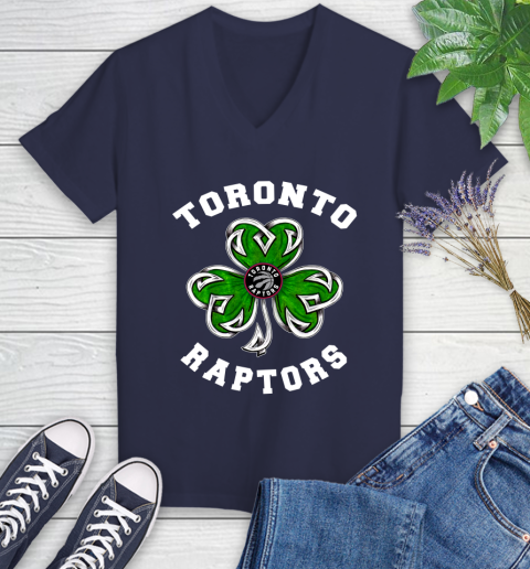 NBA Toronto Raptors Three Leaf Clover St Patrick's Day Basketball Sports Women's V-Neck T-Shirt 12