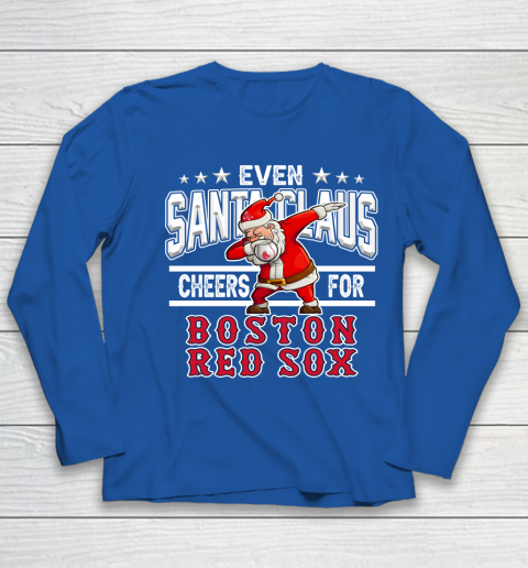 Boston Red Sox Even Santa Claus Cheers For Christmas MLB Youth Long Sleeve 7