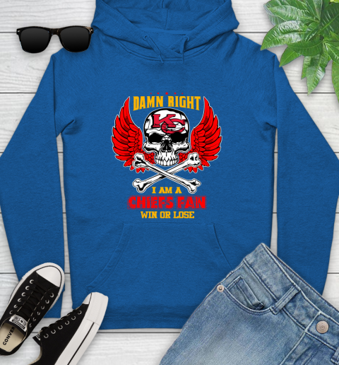 NFL Damn Right I Am A Kansas City Chiefs Win Or Lose Skull Football Sports Youth Hoodie 11
