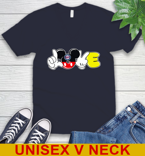 Minnesota Twins MLB Baseball Love Mickey Disney Sports V-Neck T-Shirt 3