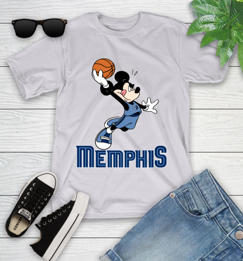 NBA Basketball Memphis Grizzlies Cheerful Mickey Mouse Shirt Youth T-Shirt 4