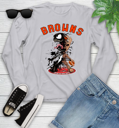 NFL Cleveland Browns Football Venom Groot Guardians Of The Galaxy Youth Long Sleeve 5