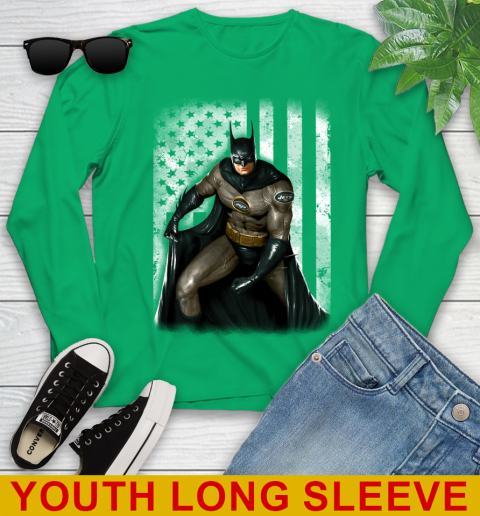 New York Jets NFL Football Batman DC American Flag Shirt Youth Long Sleeve 7