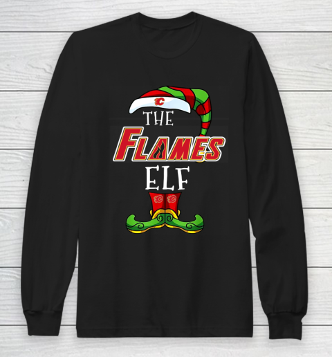 Calgary Flames Christmas ELF Funny NHL Long Sleeve T-Shirt