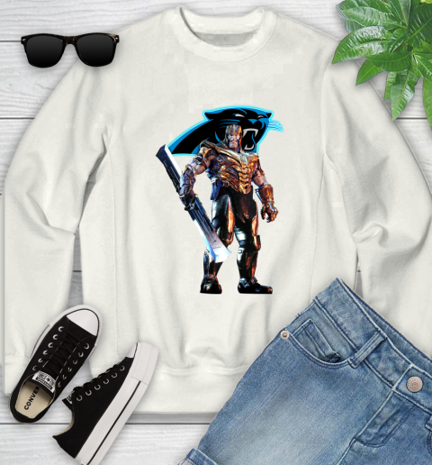 NFL Thanos Gauntlet Avengers Endgame Football Carolina Panthers Youth Sweatshirt