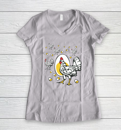 Roseanne Chicken Shirt  Funny Roseanne Rooster and Egg Women's V-Neck T-Shirt