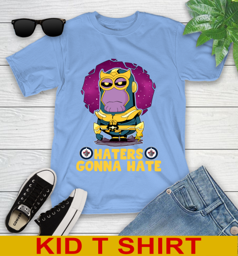 NHL Hockey Winnipeg Jets Haters Gonna Hate Thanos Minion Marvel Shirt Youth T-Shirt 12 NHL Hockey Winnipeg Jets Haters Gonna Hate Thanos Minion Marvel Shirt Youth T-Shirt - Image 12