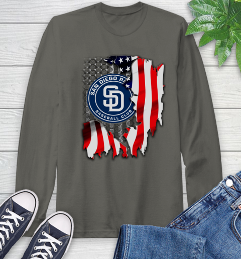 San Diego Padres MLB Baseball American Flag Long Sleeve T-Shirt 9