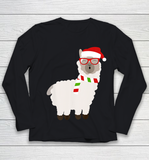Fa La La Llama Shirt Cute Alpaca Ugly Christmas Youth Long Sleeve