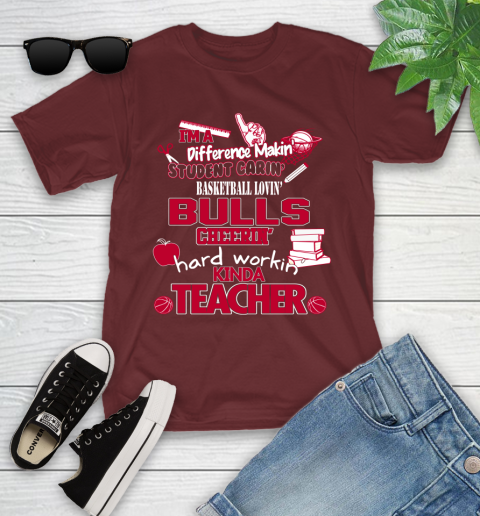 Chicago Bulls NBA I'm A Difference Making Student Caring Basketball Loving Kinda Teacher Youth T-Shirt 14