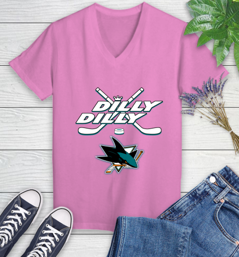 NHL San Jose Sharks Dilly Dilly Hockey Sports Women's V-Neck T-Shirt 14