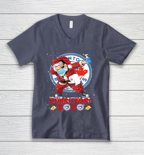 Toronto Blue Jays Funny Santa Claus Dabbing Christmas 2020 MLB V-Neck T-Shirt 7