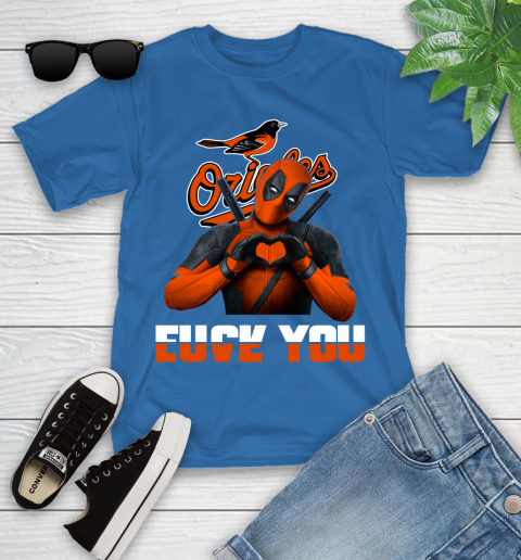 MLB Baltimore Orioles Deadpool Love You Fuck You Baseball Sports Youth T-Shirt 12