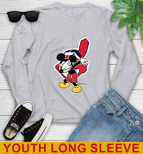 Cleveland Indians MLB Baseball Dabbing Mickey Disney Sports Youth Long Sleeve 6