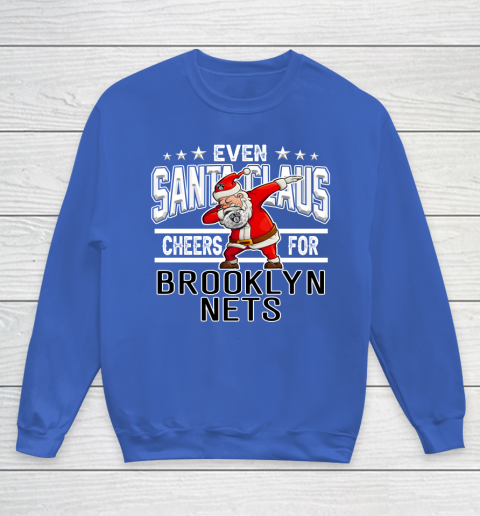 Brooklyn Nets Even Santa Claus Cheers For Christmas NBA Youth Sweatshirt 6