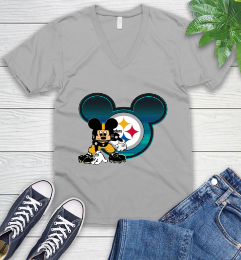 NFL Pittsburgh Steelers Mickey Mouse Disney Football T Shirt V-Neck T-Shirt 4