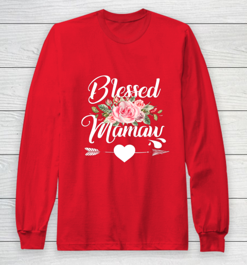 Blessed Mamaw Thanksgiving Christmas Floral Gift For Grandma Long Sleeve T-Shirt 7