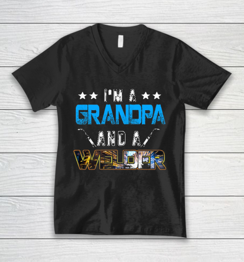 Welder American Usa Patriotic Welder Grandpa V-Neck T-Shirt