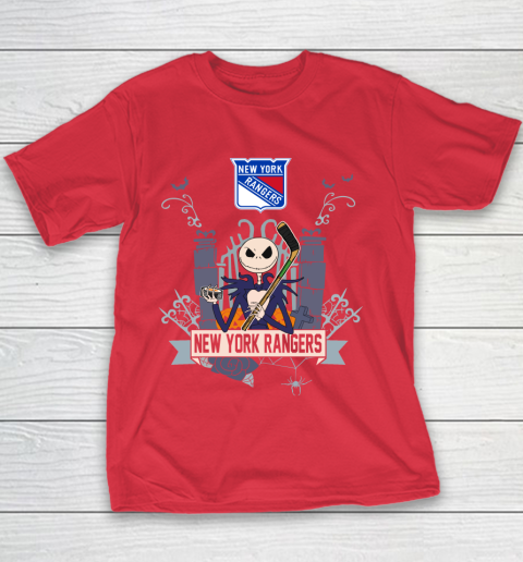 NHL New York Rangers Hockey Jack Skellington Halloween Youth T-Shirt 7