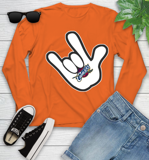Cleveland Cavaliers NBA Basketball Mickey Rock Hand Disney Youth Long Sleeve 4