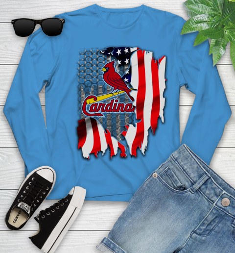 St.Louis Cardinals MLB Baseball American Flag Youth Long Sleeve 8