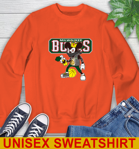 Milwaukee Bucks NBA Basketball Mickey Peace Sign Sports Sweatshirt 4