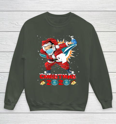 Miami Dolphins Funny Santa Claus Dabbing Christmas 2020 NFL Youth Sweatshirt 8
