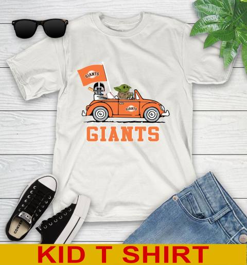 MLB Baseball San Francisco Giants Darth Vader Baby Yoda Driving Star Wars Shirt Youth T-Shirt
