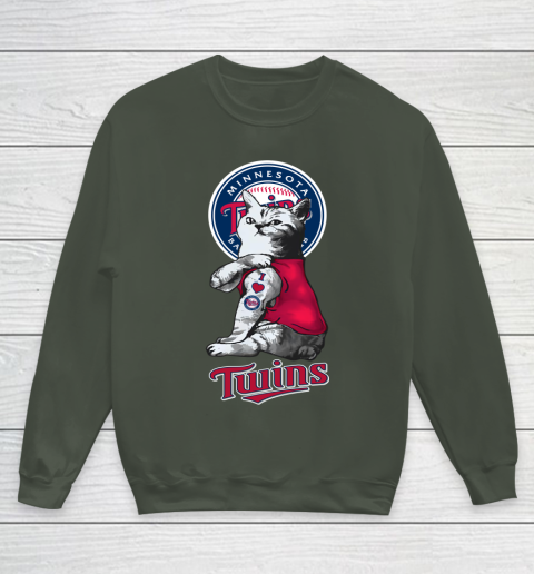 MLB Baseball My Cat Loves Minnesota Twins Youth Sweatshirt 8