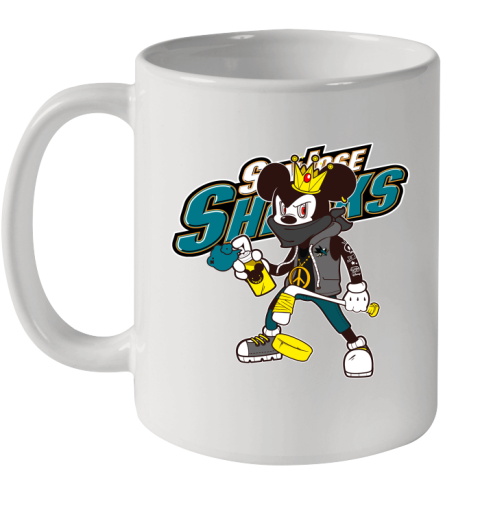 San Jose Sharks NHL Hockey Mickey Peace Sign Sports Ceramic Mug 11oz