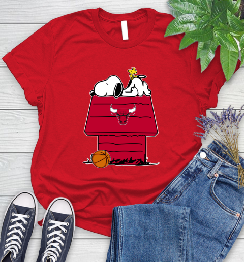 Chicago Bulls NBA Basketball Snoopy Woodstock The Peanuts Movie Women's T-Shirt 9