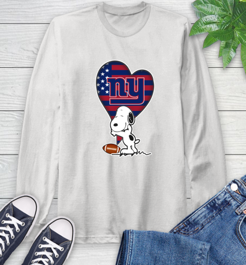 New York Giants NFL Football The Peanuts Movie Adorable Snoopy Long Sleeve T-Shirt