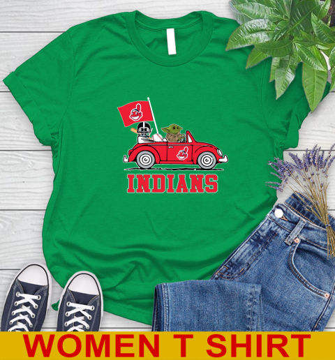 MLB Baseball Cleveland Indians Darth Vader Baby Yoda Driving Star Wars Shirt Women's T-Shirt 6