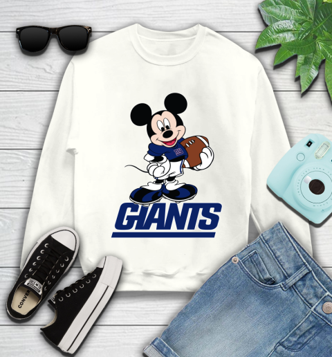 NFL Football New York Giants Cheerful Mickey Mouse Shirt Youth Sweatshirt Tee For Sports