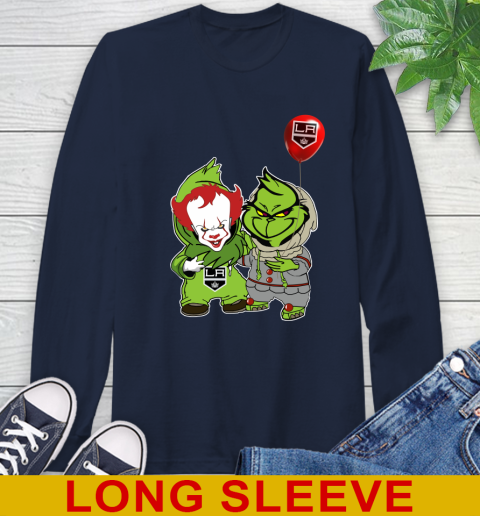 Los Angeles Kings Baby Pennywise Grinch Christmas NHL Hockey Long Sleeve T-Shirt 4