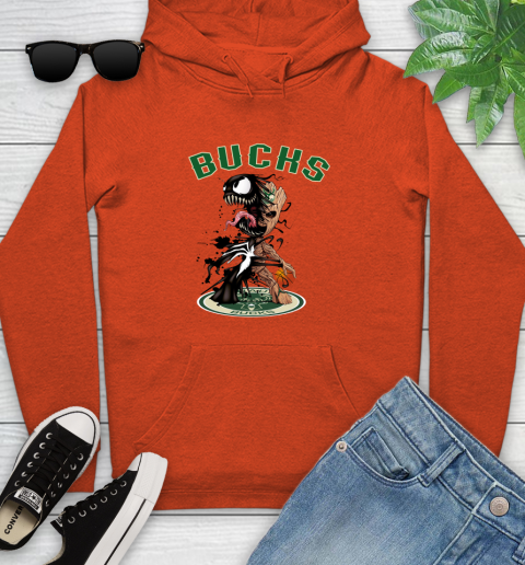 NBA Milwaukee Bucks Basketball Venom Groot Guardians Of The Galaxy Youth Hoodie 5