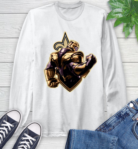 NFL Thanos Avengers Endgame Football Sports New Orleans Saints Long Sleeve T-Shirt