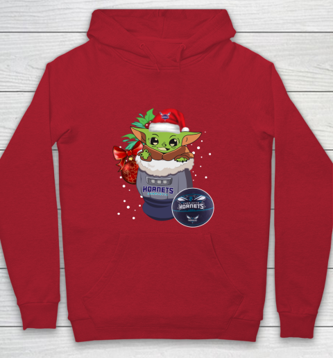 Charlotte Hornets Christmas Baby Yoda Star Wars Funny Happy NBA Youth Hoodie 9