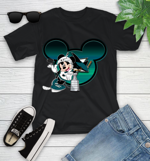 NHL San Jose Sharks Stanley Cup Mickey Mouse Disney Hockey T Shirt Youth T Shirt Tee For Sports