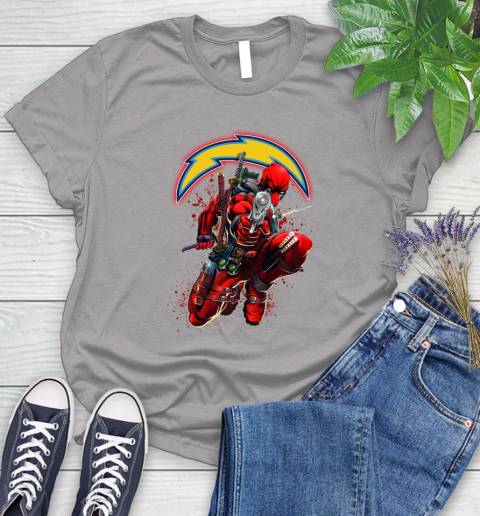 NFL Deadpool Marvel Comics Sports Football Los Angeles Chargers Women's T-Shirt 5