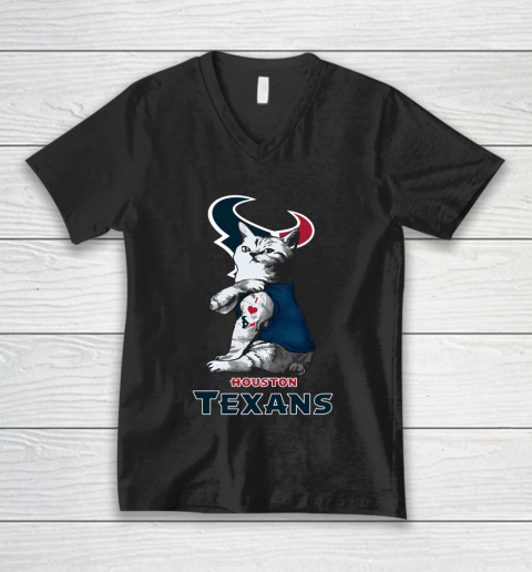 NFL Football My Cat Loves Houston Texans V-Neck T-Shirt