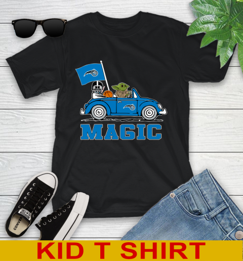 NBA Basketball Orlando Magic Darth Vader Baby Yoda Driving Star Wars Shirt Youth T-Shirt 2