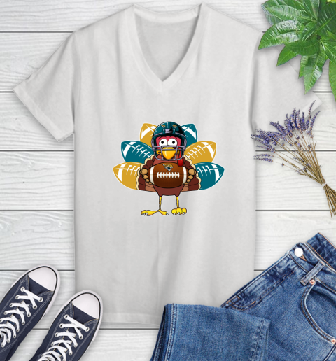 Jacksonville Jaguars Turkey Thanksgiving Day Women's V-Neck T-Shirt