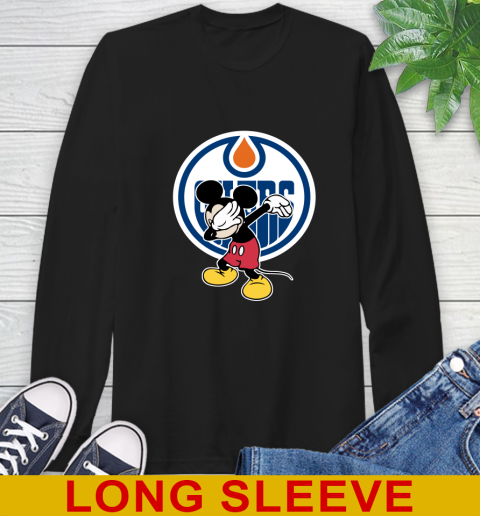Edmonton Oilers NHL Hockey Dabbing Mickey Disney Sports Long Sleeve T-Shirt 2